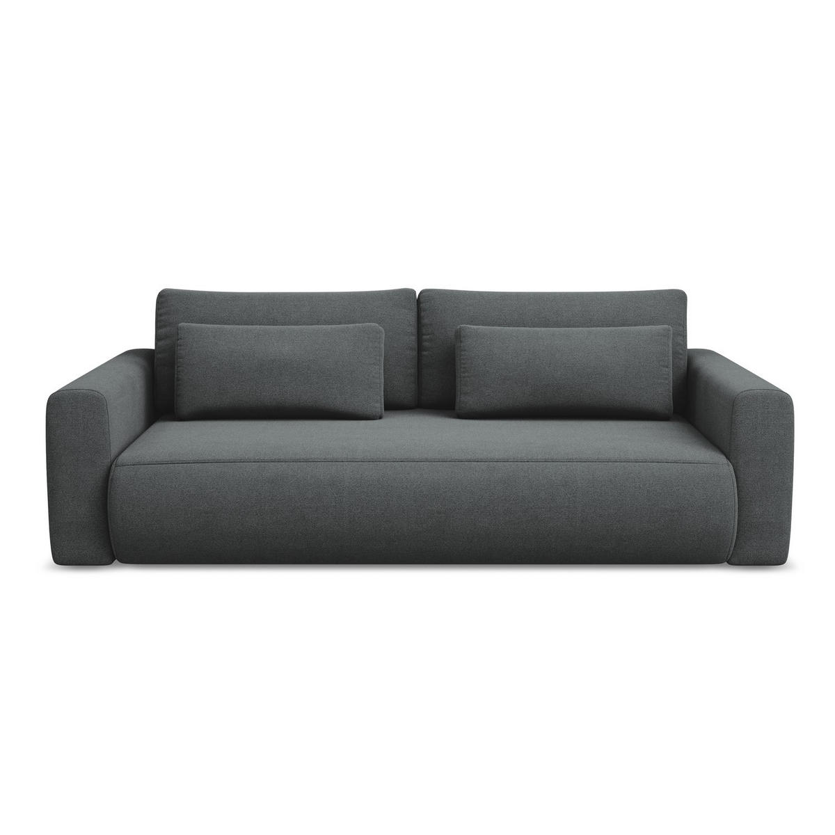 3-SITZER SOFA mit Schlaffunktion Strukturstoff Stoff Grau - Schwarz/Grau, Kunststoff/Textil (238/82/105cm) - LaMiaSofa