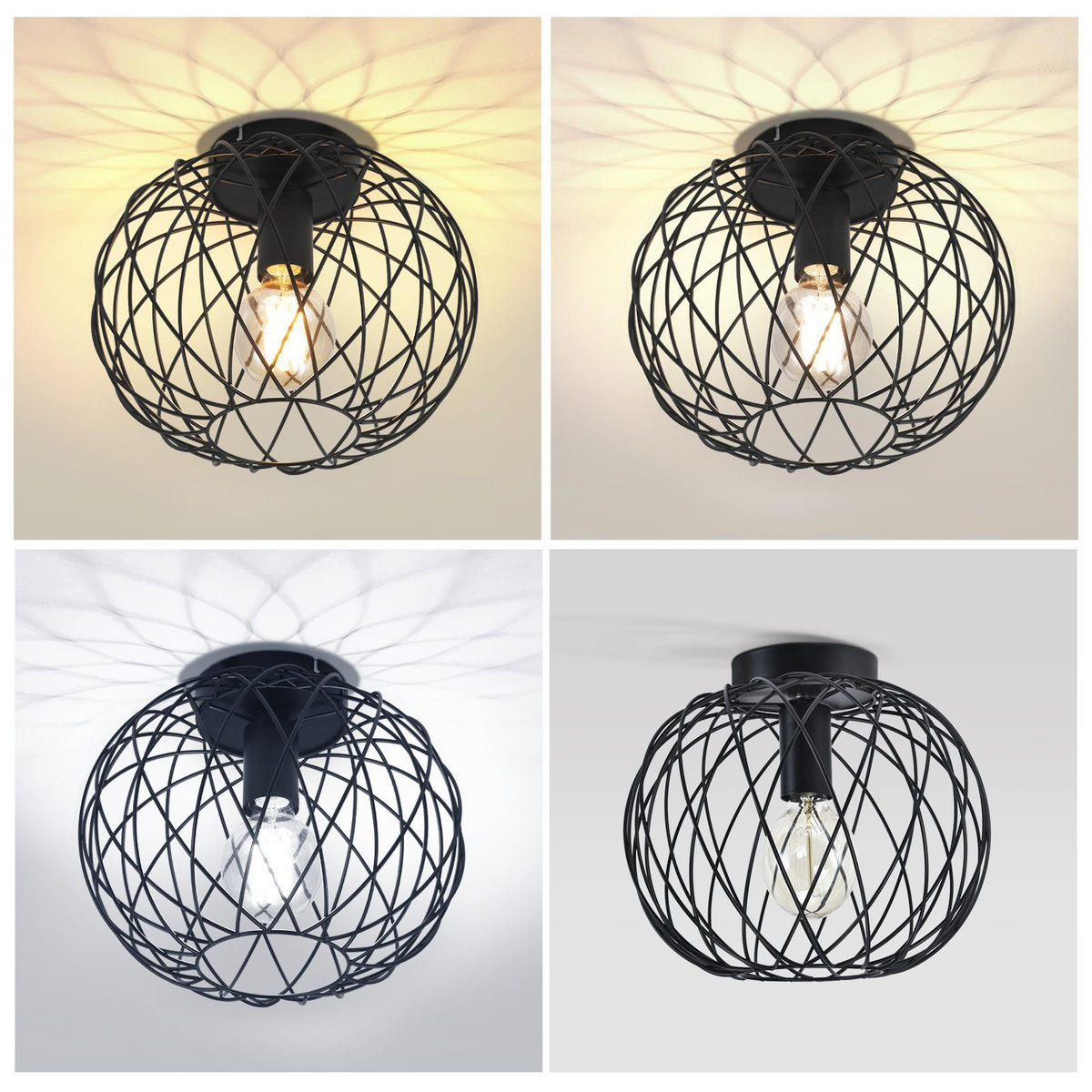 LED-DECKENLEUCHTE Emden 25/25/19 cm - Schwarz, Metall (25/25/19cm) - Nettlife