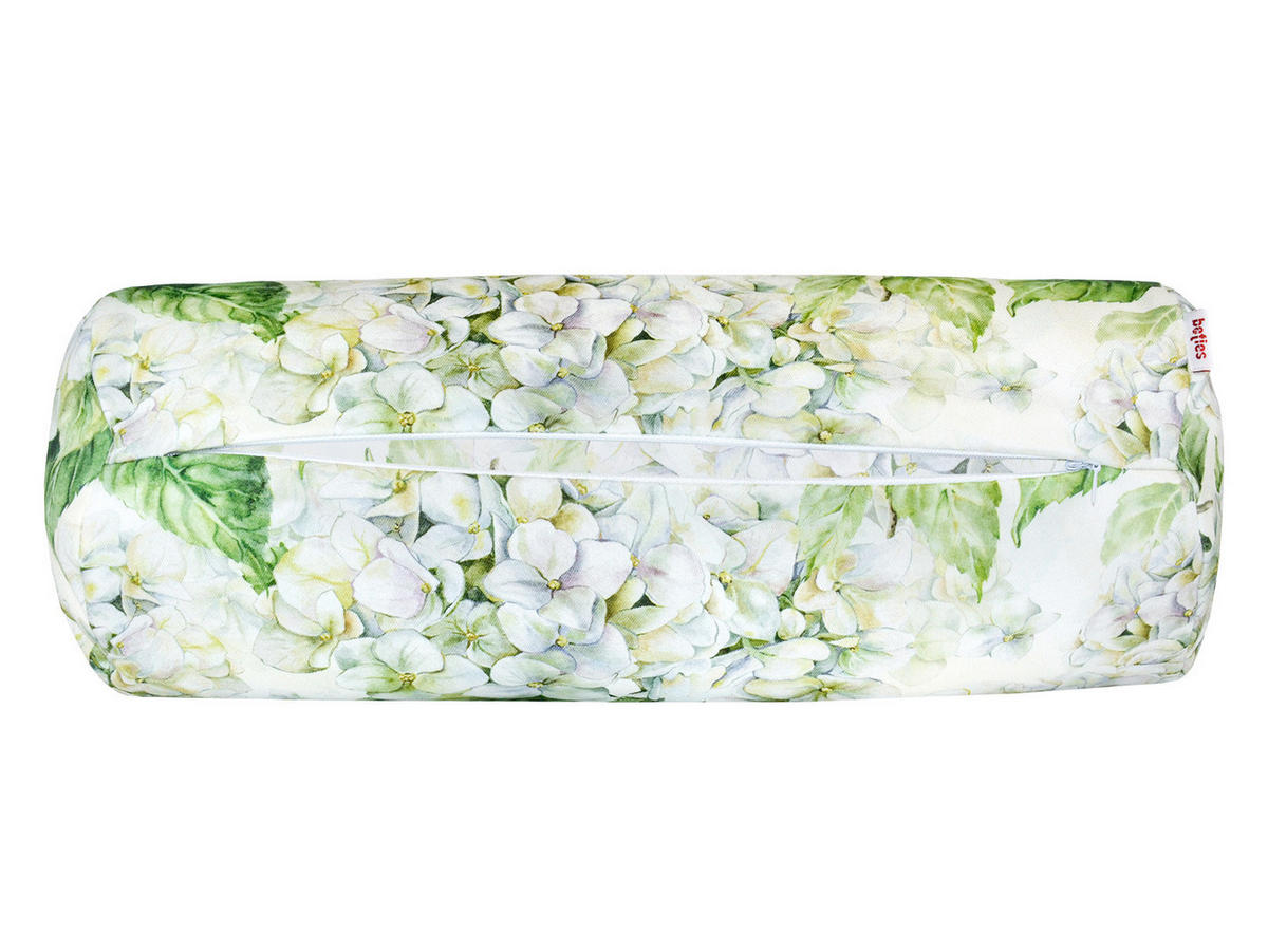 NACKENROLLENHÜLLE Landlust-Hortensie weiß 15/40 cm - Weiß/Grün, Textil (15/40cm) - beties Heimtextil