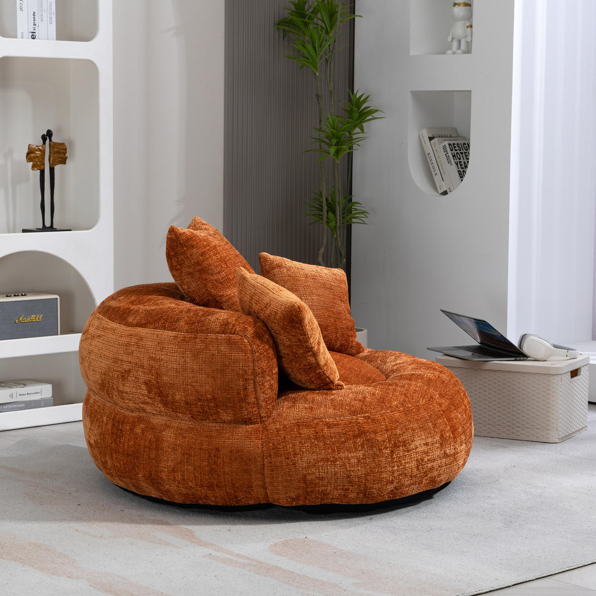 SITZSACK Chenille Orange mit Armlehnen - Orange, Textil (108/52/108cm) - WISHDOR