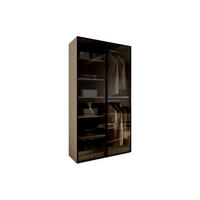 KLEIDERSCHRANK SANDBOX KASHMIR 100 101/49/200 cm Kaschmir / schwarzes Glas mit LED 4 Zusatzböden - Kaschmir/Schwarz, Holzwerkstoff/Kunststoff (101/200/49cm) - Lookway