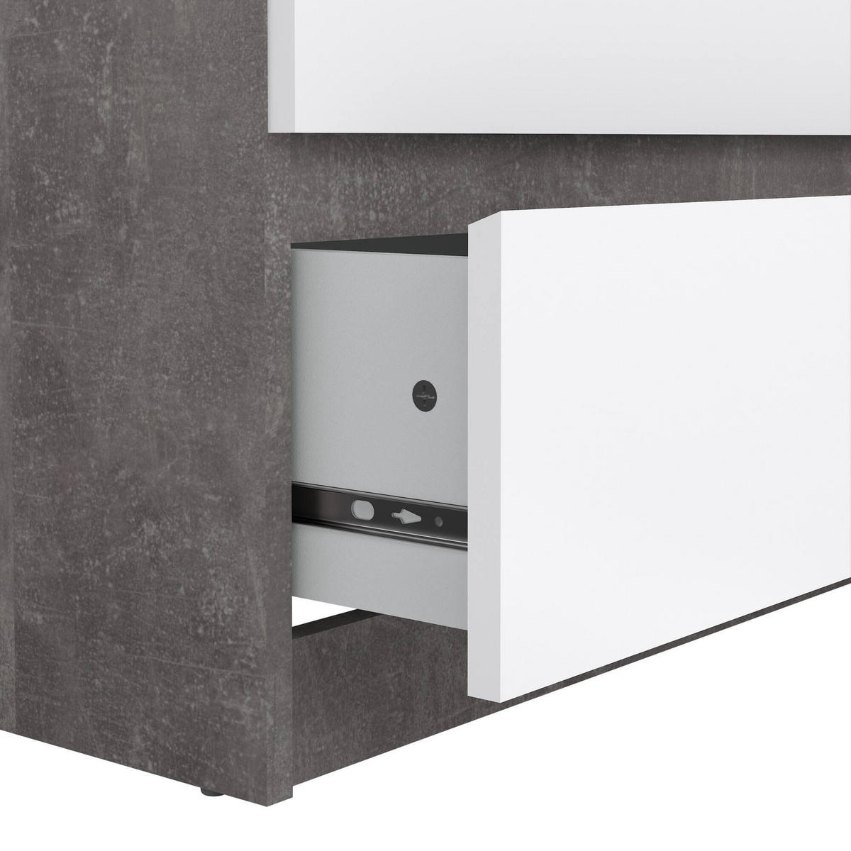 KOMMODE Zement, Glänzendes Weiß 50/153.8/70.1 cm - Grau, Holzwerkstoff (153.8/70.1/50cm) - DMORA