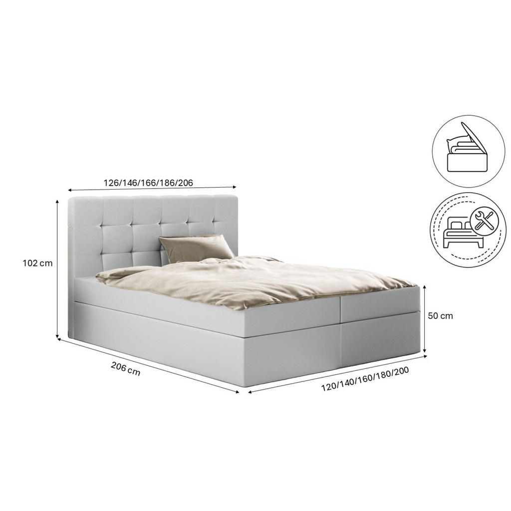 Thumbnail - Kaiser Möbel Boxbett, Silber, Holz, H3, 160x200 cm, Schlafzimmer, Betten, Boxspringbetten