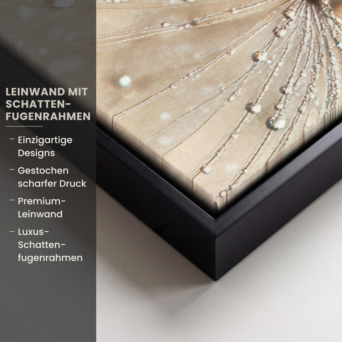 LEINWAND Bilder mit Rahmen - Löwenzahn - Abstrakt - Natur - Beige - 70x100 - Braun, Textil (70/100cm) - MuchoWow