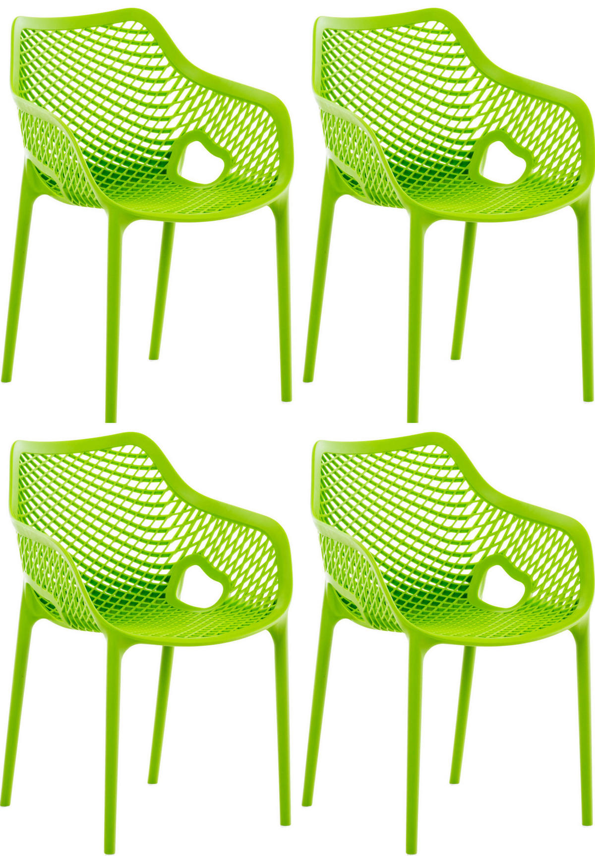 GARTENSTUHL 4er Set Kunststoff grün - Grün, Kunststoff (57/81/60cm) - CLP