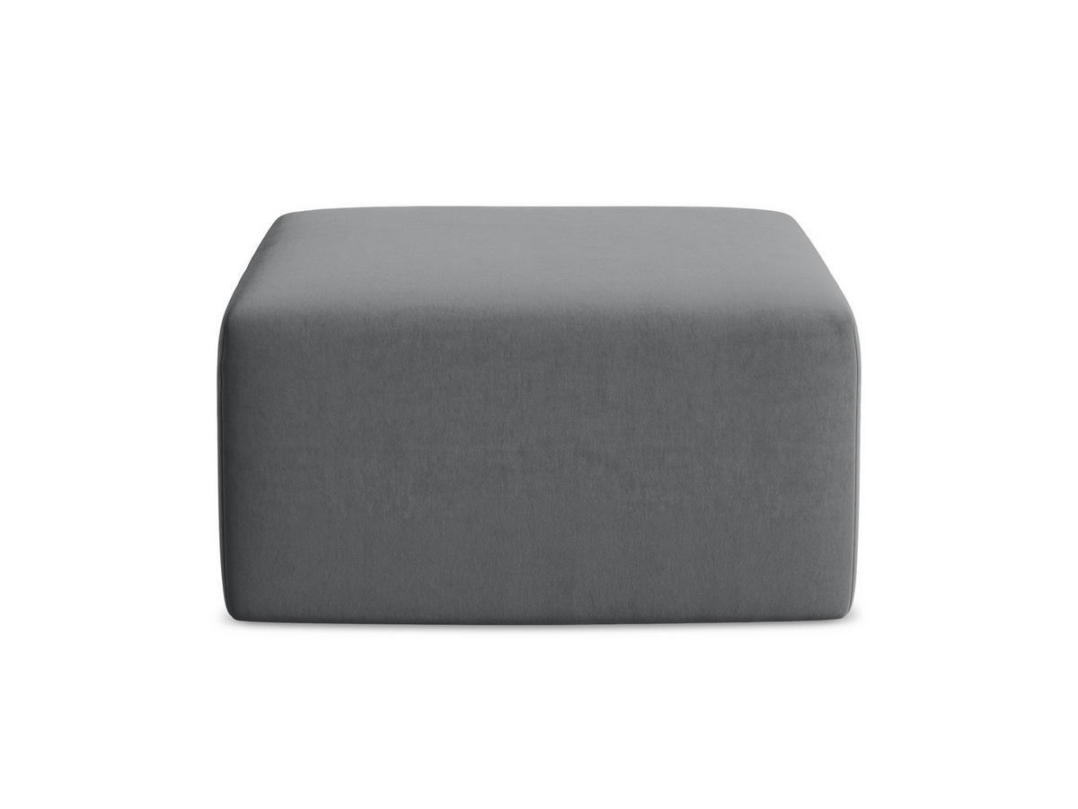 POUF Samt Stoff Grau - Edelstahlfarben/Schwarz, Holzwerkstoff/Kunststoff (75/37/75cm) - Makamii