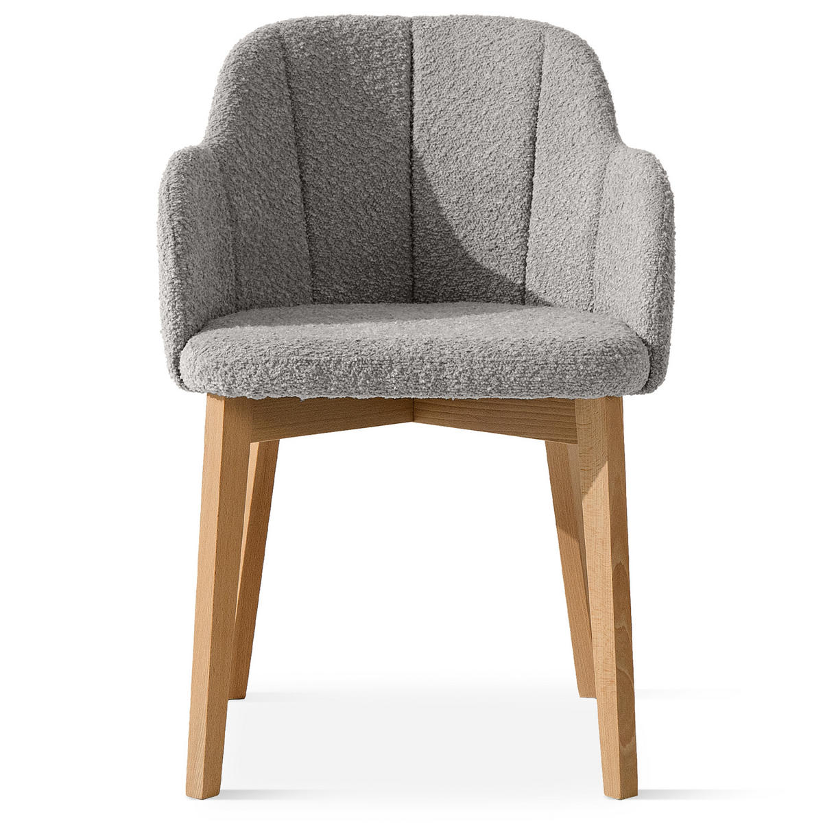 POLSTERSTUHL LONIS Esszimmerstühle 2er Set - Eichefarben/Hellgrau, Holz/Textil (55/82/54cm) - KONSIMO®