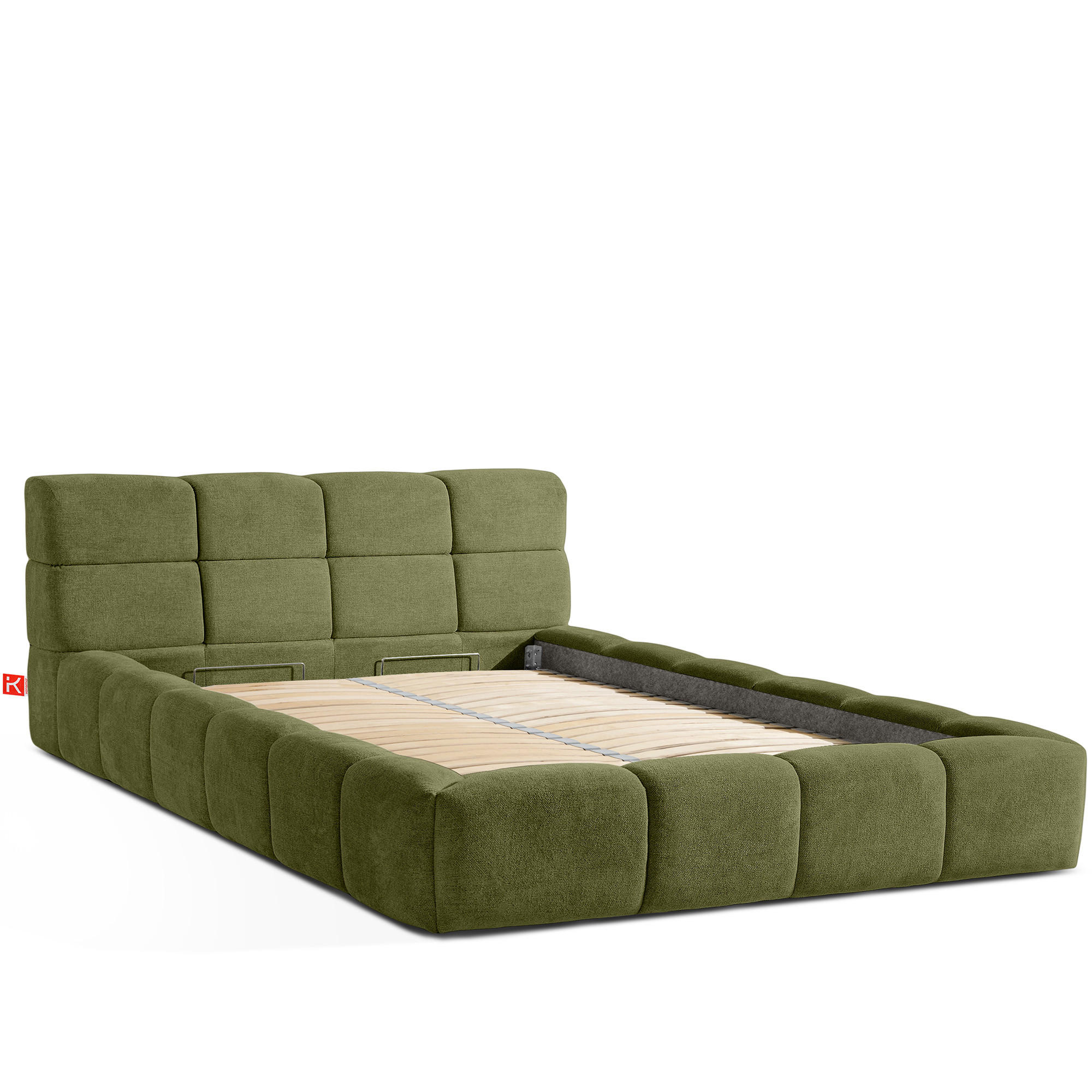 POLSTERBETT AERI 140/160/180/200 mit Rahmen und Bettkasten, oliv - Olivgrün, Holz/Holzwerkstoff (140/200cm) - KONSIMO®