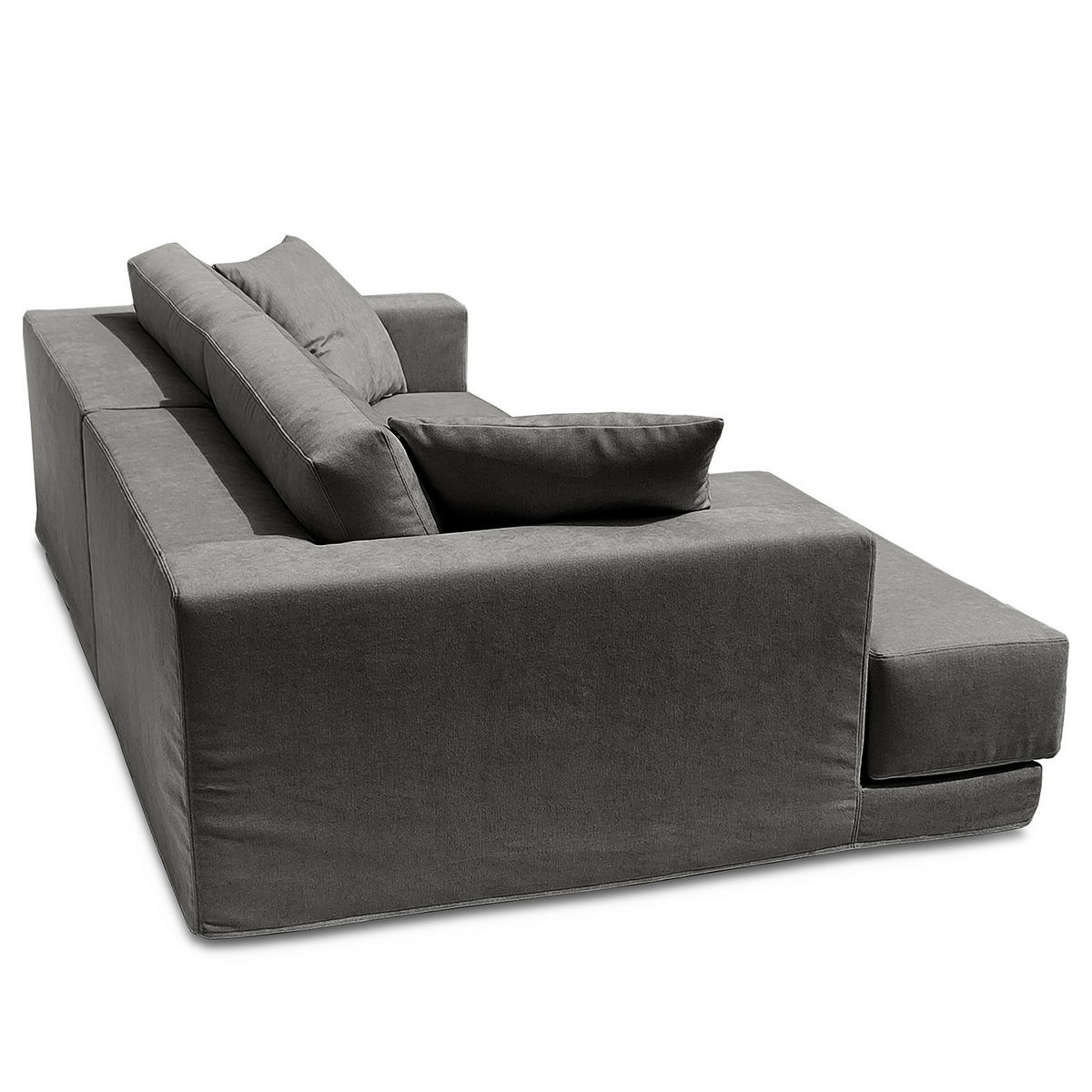 ECKSOFA mit Wechselbezug - Longchair, Webstoff - Dunkelgrau/Schwarz, Kunststoff/Textil (260/155cm) - home24
