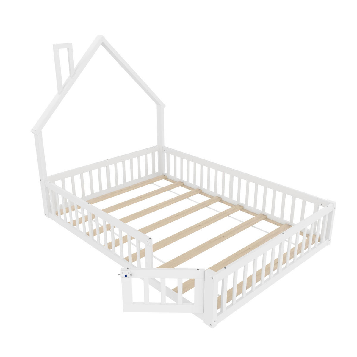 KINDERBETT mit Rausfallschutz 140x190 cm Kiefernholz Weiß - Weiß, Holzwerkstoff (90/190cm) - Beauniv