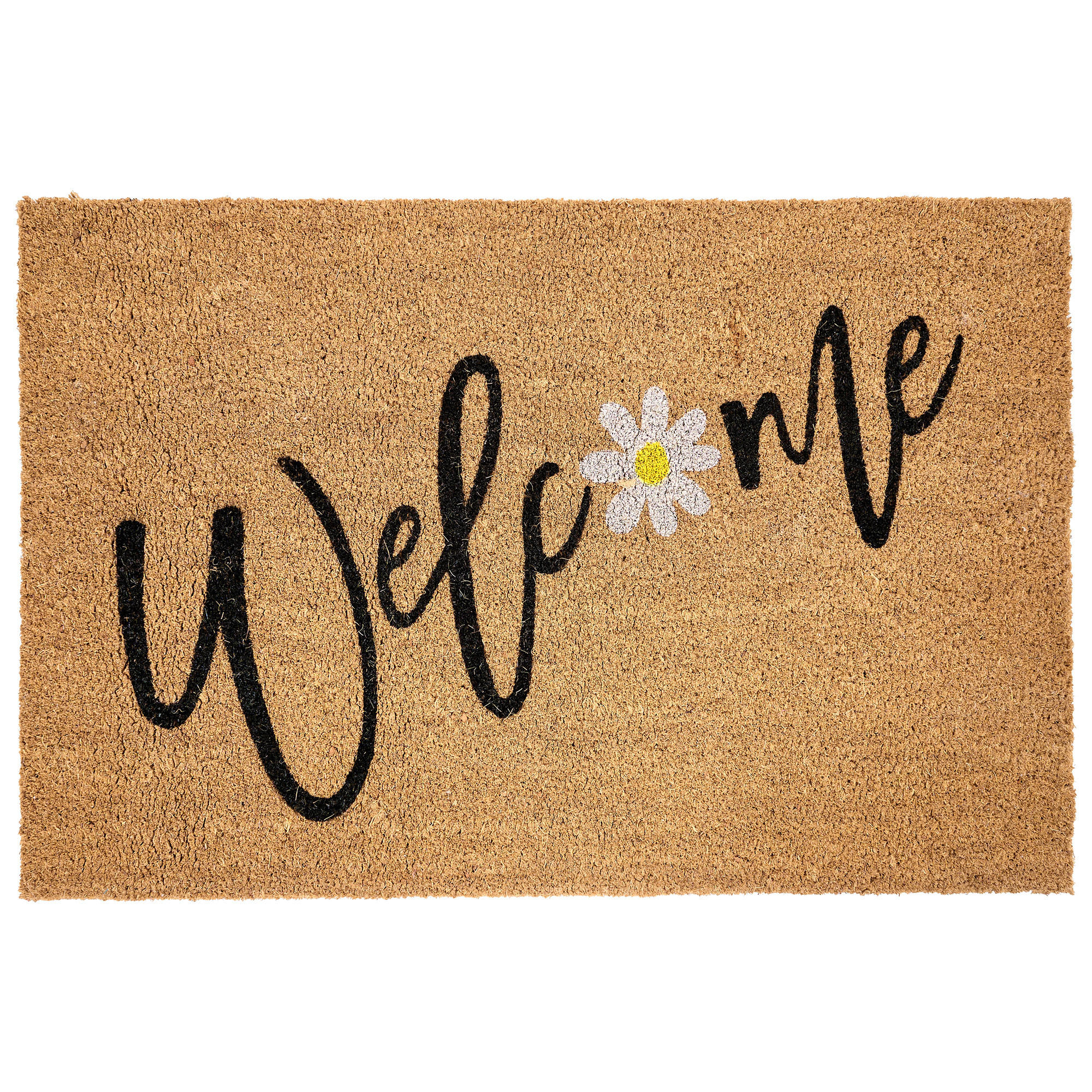 FUSSMATTE Naturfarben 60/90 cm Schriftzug Kokosfasern Calibato - Naturfarben, Textil (60/90cm) - Beliani