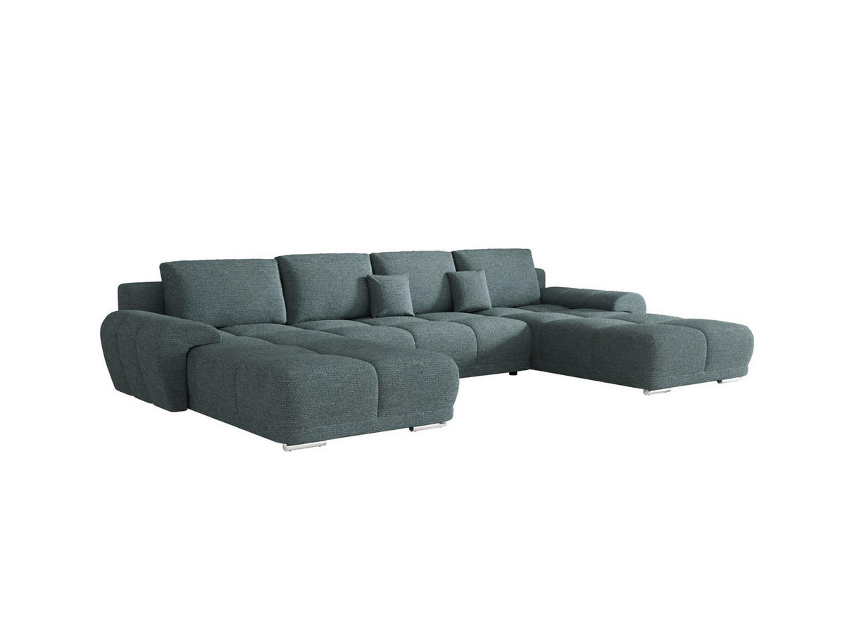 ECKSOFA BEGA U Links ARAGON 75 mit Schlaffunktion - Blau, Textil (372/87/185cm) - Bedante