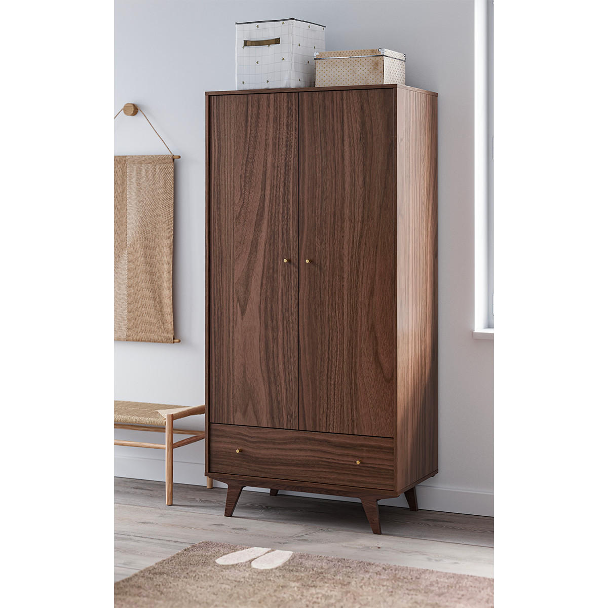 SKRIŇA 2 dvere Mid Drevo - hnedá, kompozitné drevo (90/185/50cm) - Petits-meubles