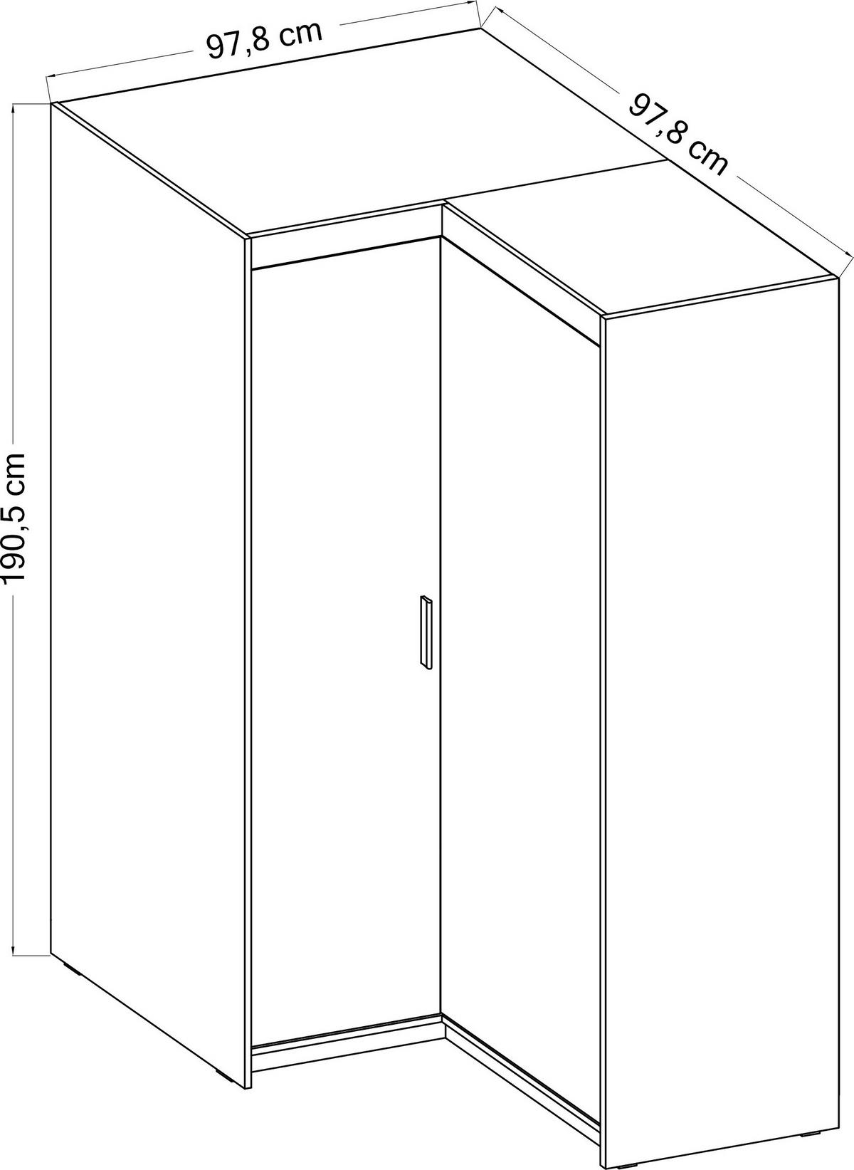 ECKSCHRANK Storicos Sonoma Eiche 97,8/190,5/97,8 cm – Modern, ideal für Ecken - Beige, Holzwerkstoff/Kunststoff (97.8/190.5/97.8cm) - AX Living