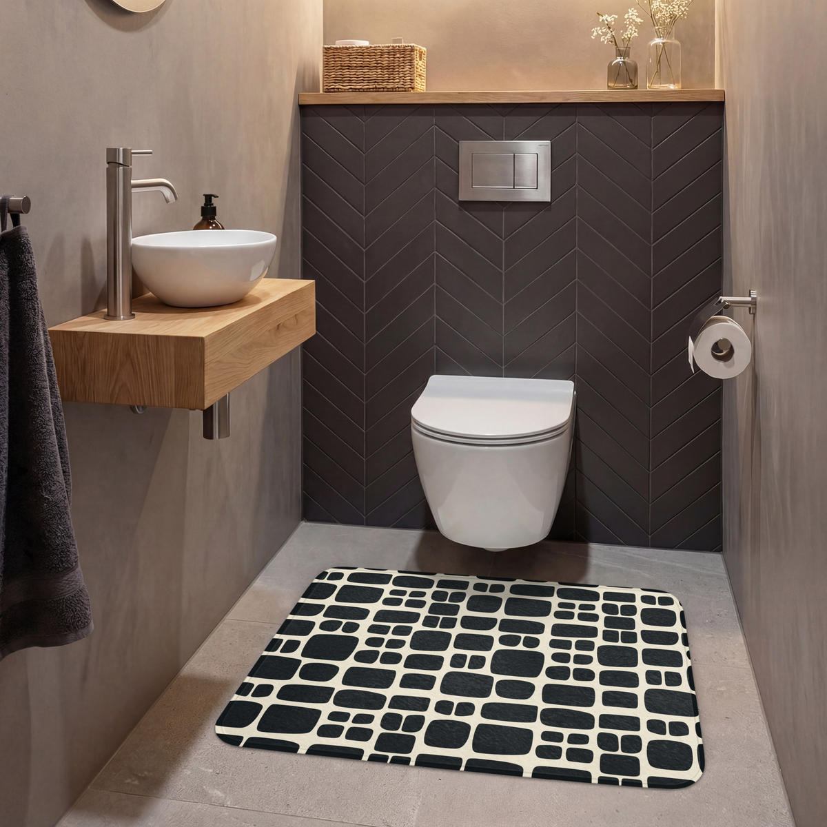 WC PŘEDLOŽKA Moderní - organické - černé 90x60 cm - antracitová, textil/plast (90/1cm) - OnlyWow