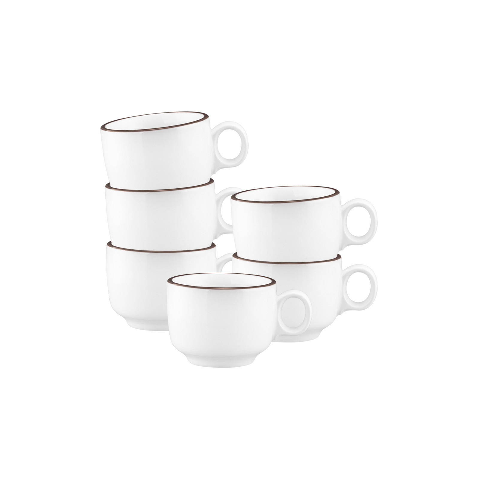 ESPRESSOTASSEN Sento Home Pure Lines Chocolate Brown 80 ml 6er Set - Dunkelbraun, Keramik (0.08L) - Seltmann Weiden