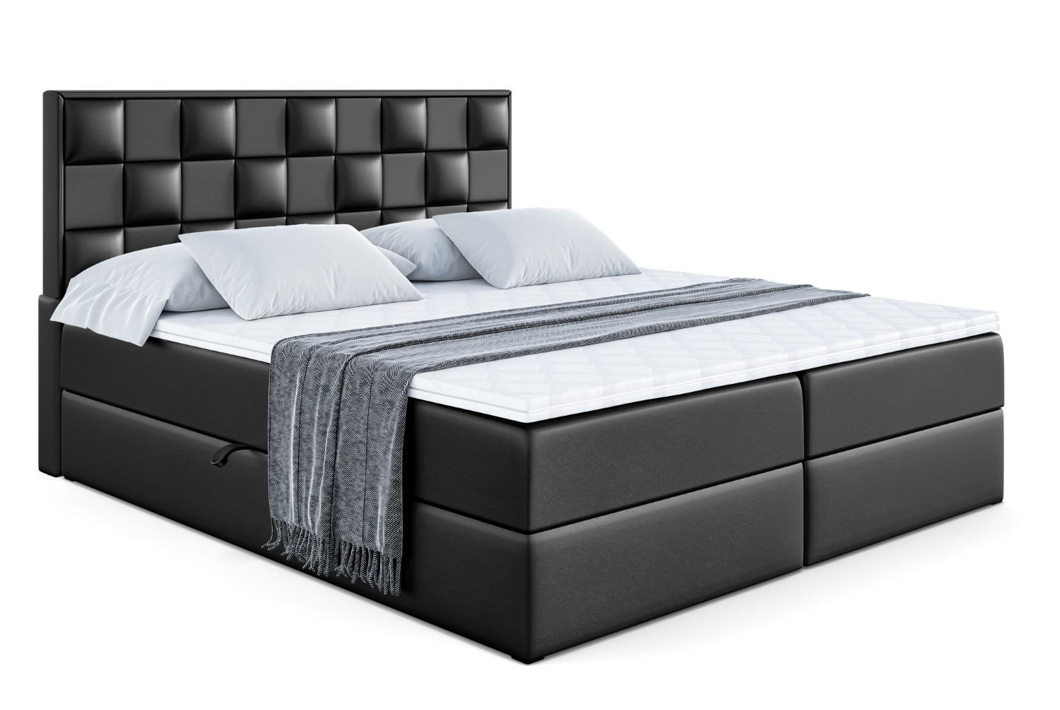 BOXBETT mit H3-Matratze mit Bonellfederung - ZAFIRA-BZ - 120x200 - Schwarz Kunster - Schwarz, Holzwerkstoff (120/200cm) - ALTDECOR