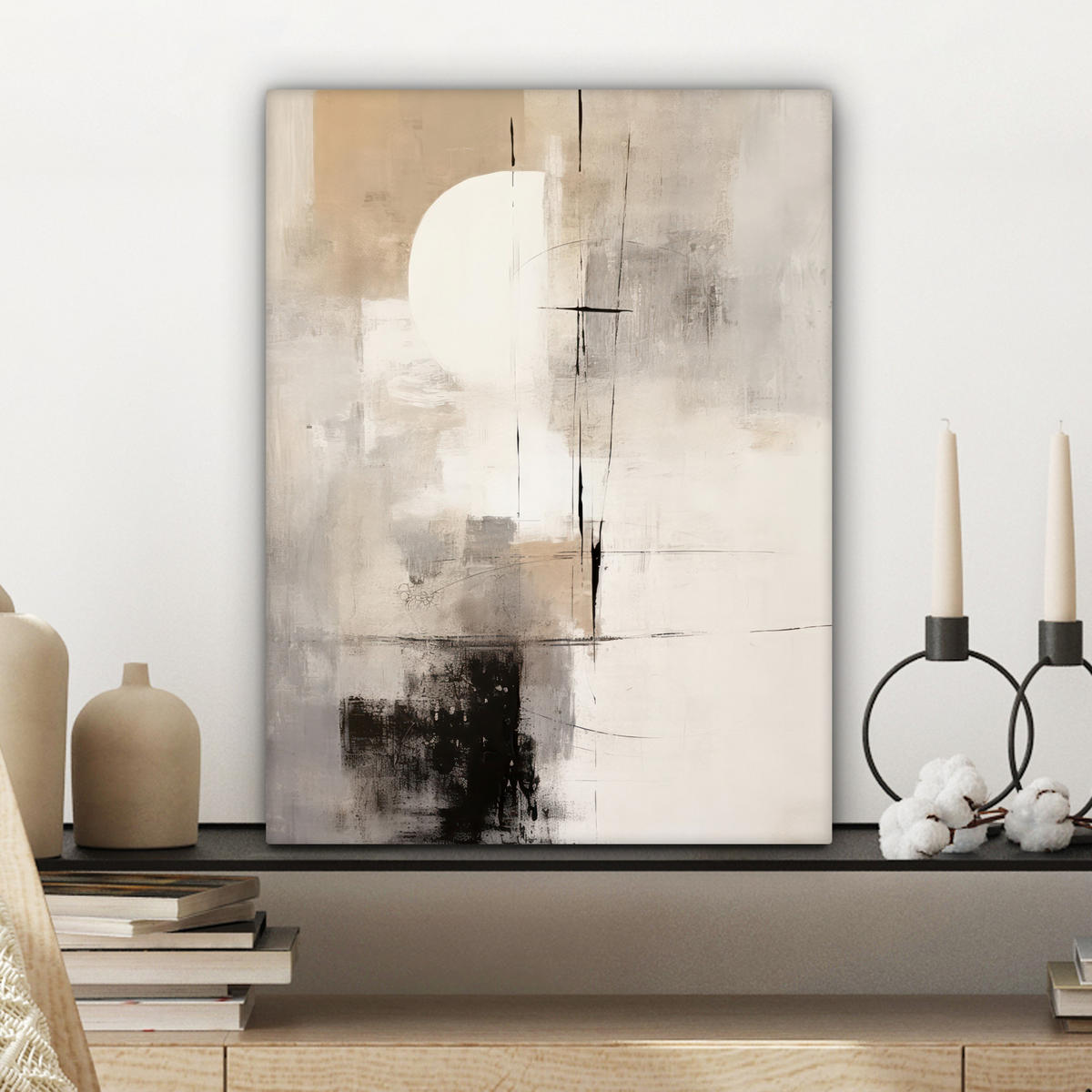 LEINWANDBILD Abstrakt - Kunst - Grau Room Decor 30x40 cm - Hellgrau, Textil (30/40cm) - MuchoWow