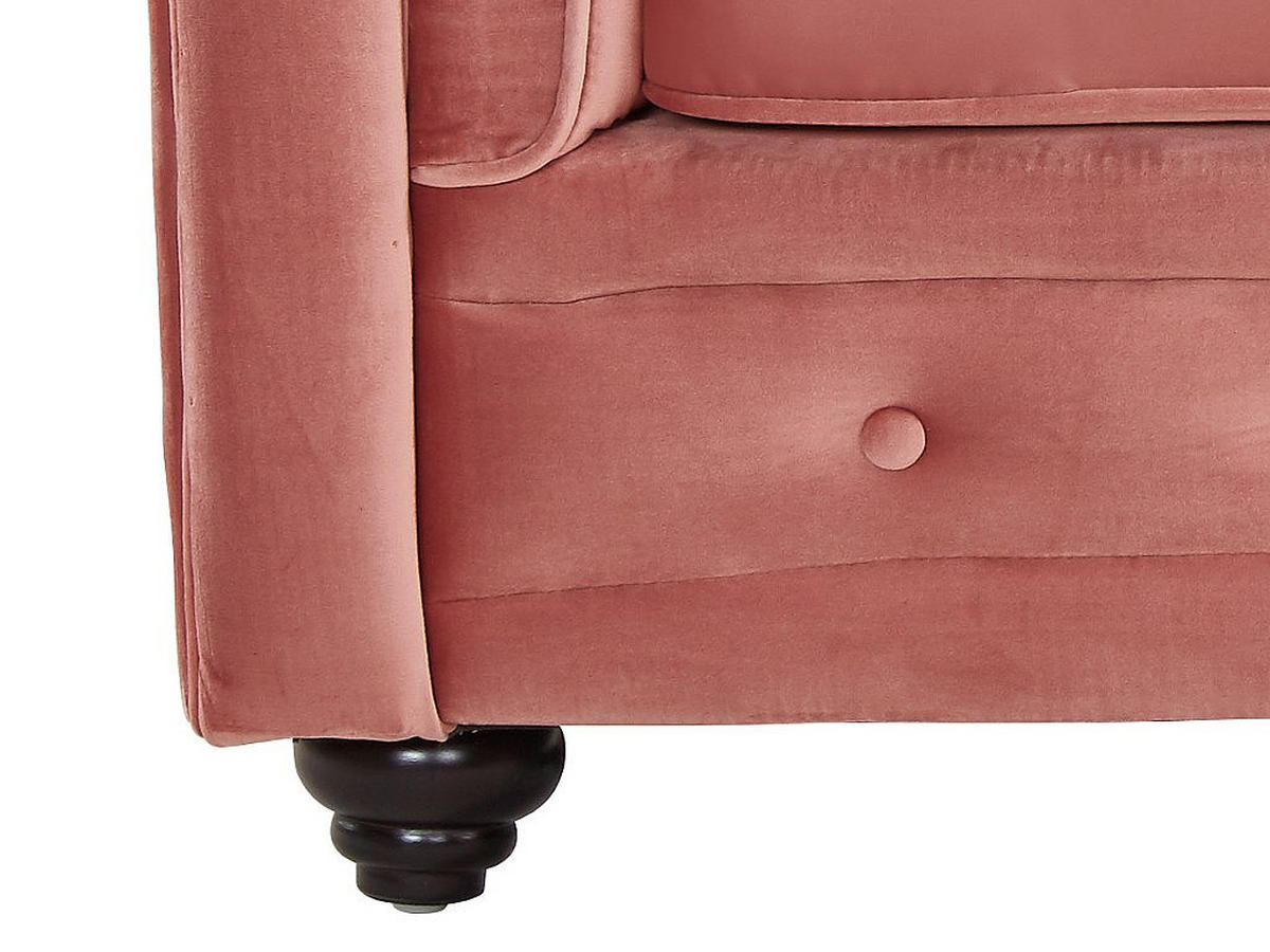 SOFA 3-Sitzer - Samt - Rosa - CHESTERFIELD - Pink, Textil (205/72/88cm) - Vente-Unique