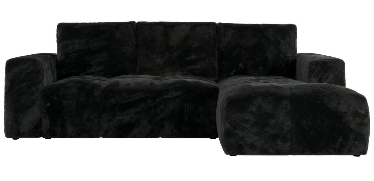ECKSOFA MONIVA Schwarz Plüsch - Rechts - Schwarz, Textil (266/164cm) - MKS