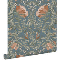 TAPETE Blumenmuster im Jugendstil 53 cm x 10.05 m - Blau, Papier (53/1000cm) - ESTAhome