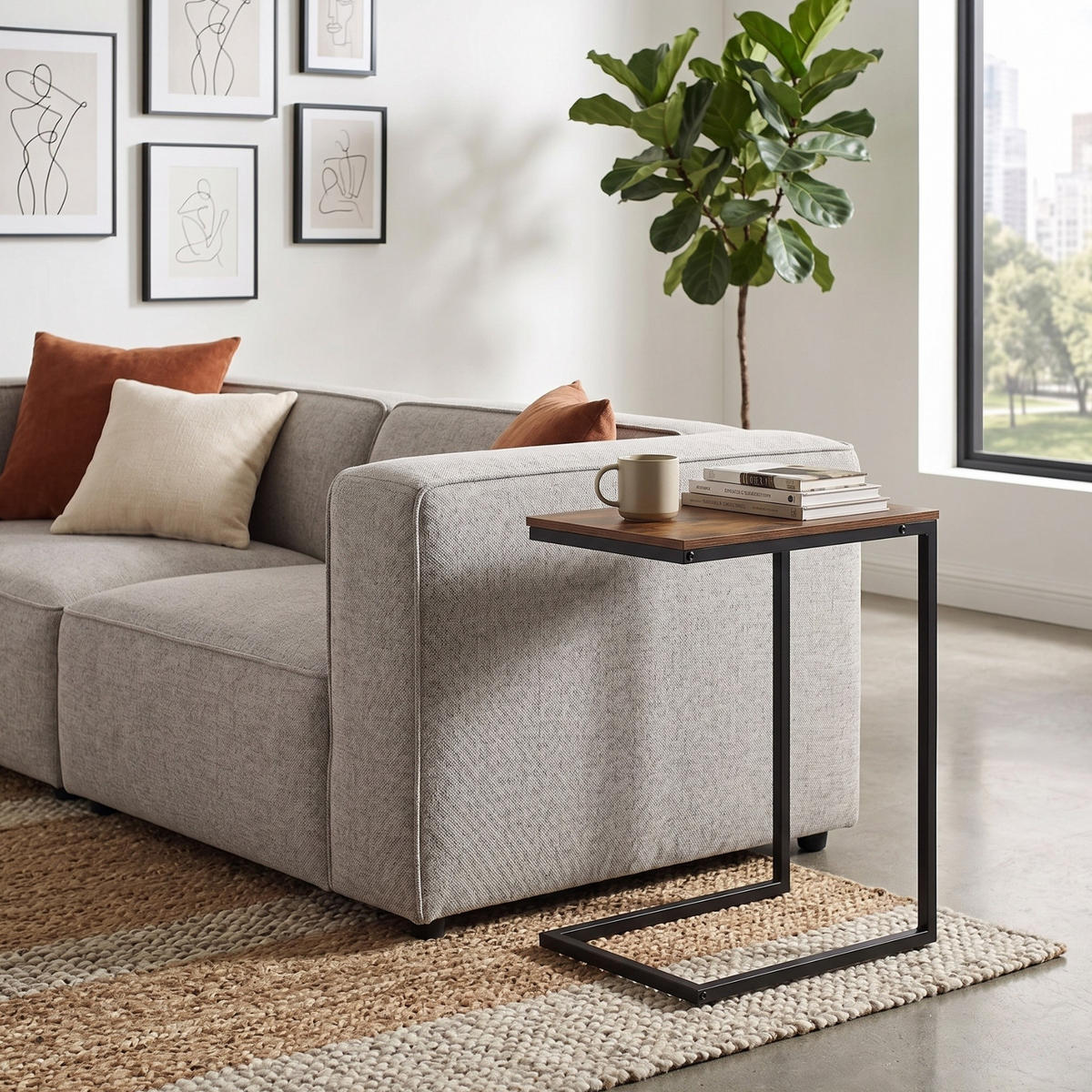 BEISTELLTISCH Kayu Braun 46/36/67 cm - Braun, Metall (46/36/67cm) - SCENA LIVING