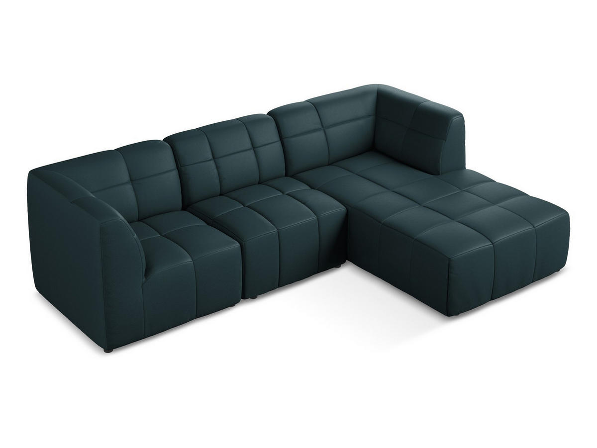 ECKSOFA Rechts Samt Stoff Grün - Dunkelgrün/Schwarz, Holzwerkstoff/Kunststoff (248/166cm) - Makamii