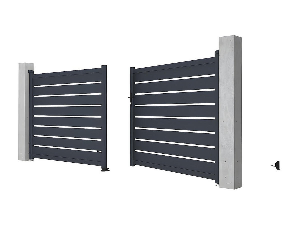 FLÜGELTOR - 392cm x 4.6cm - Aluminium - anthrazitgrau - PRIMO - Anthrazit, Metall (392/161cm) - Vente-Unique