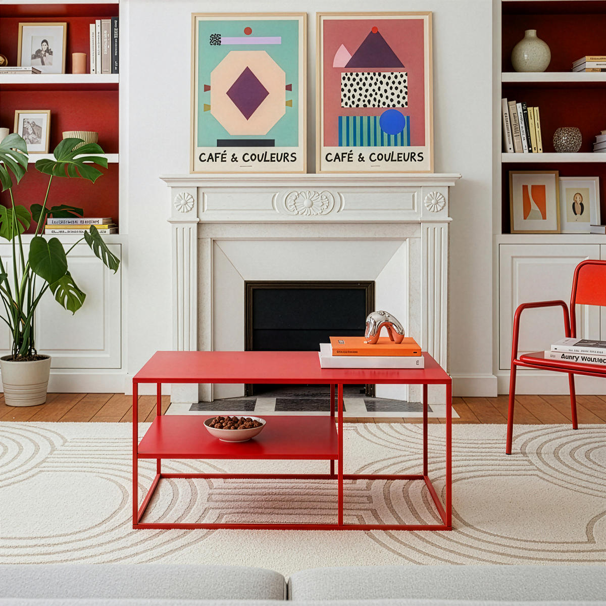 COUCHTISCH Solund 45/90/60 cm - Rot, Metall (60/90/45cm) - [en.casa]