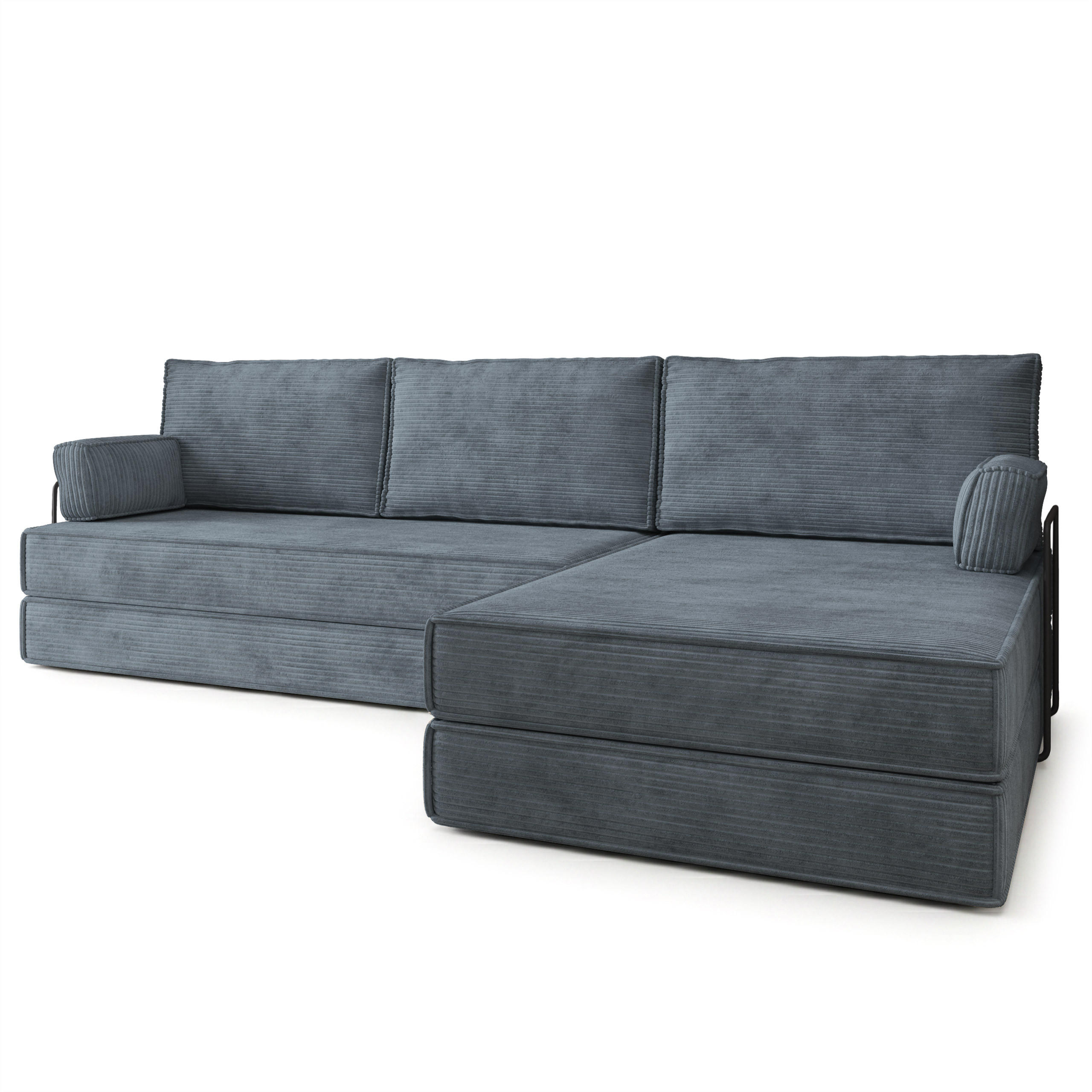 ECKSOFA ANKO modulares Boneless Sofa mit Schlaffunktion Grau Kordstoff - Grau, Textil (270/160cm) - MASSENO