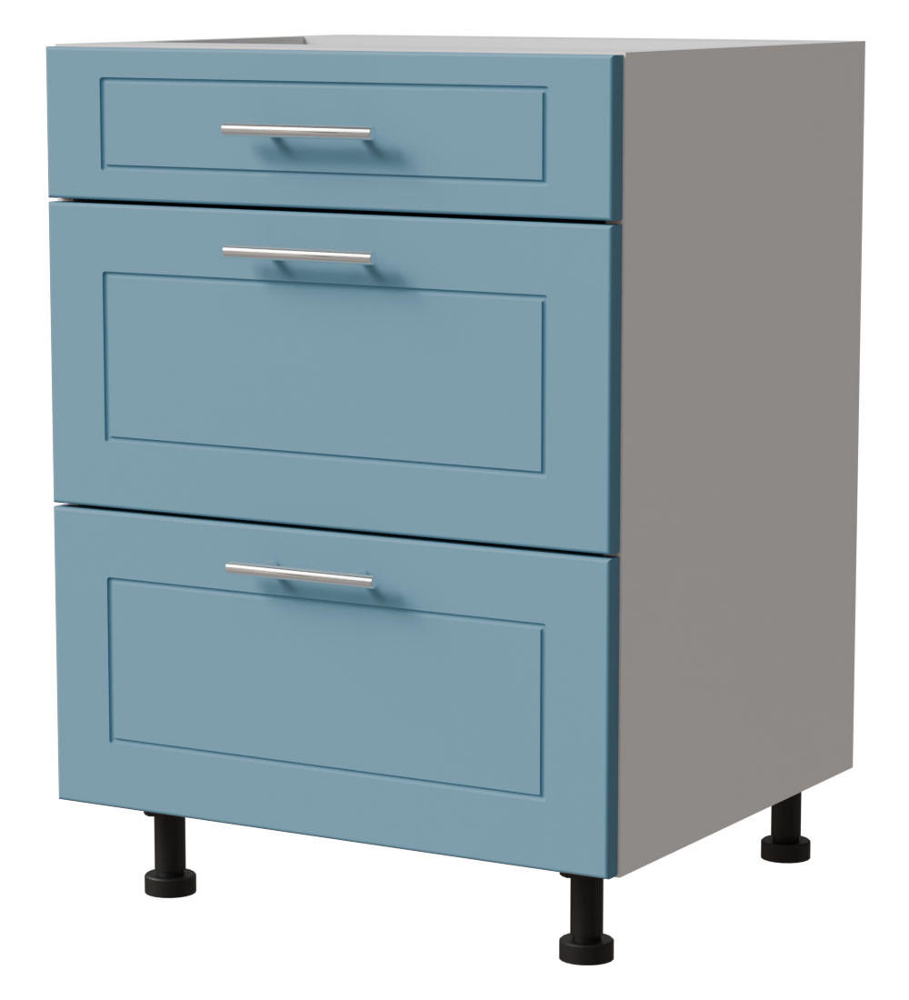 SCHUBLADENUNTERSCHRANK Bari D3/60 Weiß / RAL 5024 pastellblau 60 / 50 / 82cm Blum Teilauszug - Blau/Weiß, Holz/Holzwerkstoff (60/82/50cm) - Feldmann-Wohnen