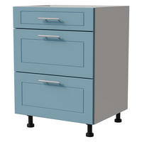 SCHUBLADENUNTERSCHRANK Bari D3/60 Weiß / RAL 5024 pastellblau 60 / 50 / 82cm Blum Teilauszug - Blau/Weiß, Holz/Holzwerkstoff (60/82/50cm) - Feldmann-Wohnen