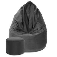SITZSACK MIT FUßSTÜTZE Samtstoff 2-tlg Dark Shadow S - Dunkelgrau, Textil (70/105/70cm) - Dreamroots