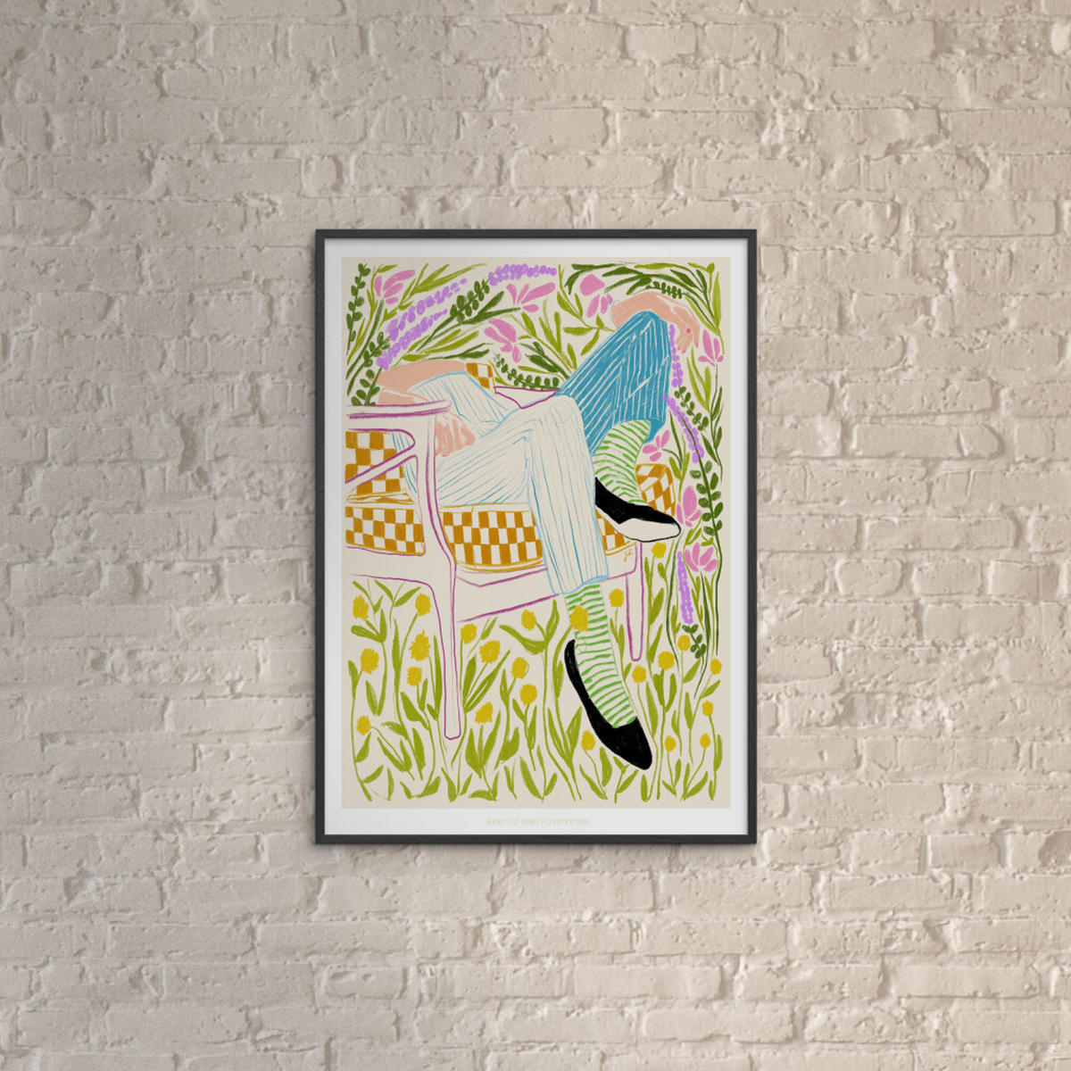 POSTER mit Rahmen Jenny Liz Rome - Quiet in the Garden 2 - Multicolor/Schwarz, Holz/Papier (70/100cm) - Poster&Frame