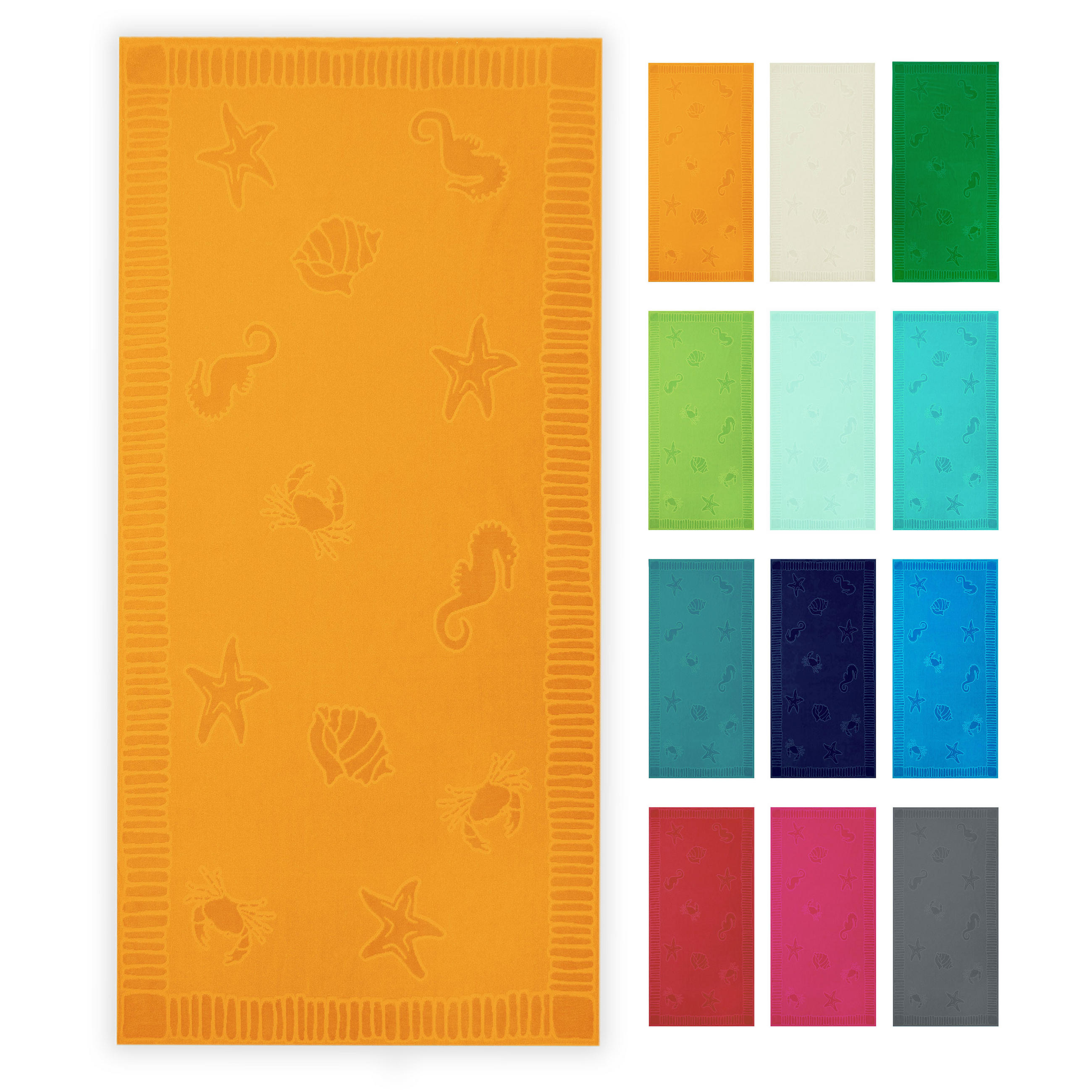 STRANDTUCH, 100x200 cm, 100% Baumwolle, Gelb - Gelb, Textil (100/200cm) - Zollner