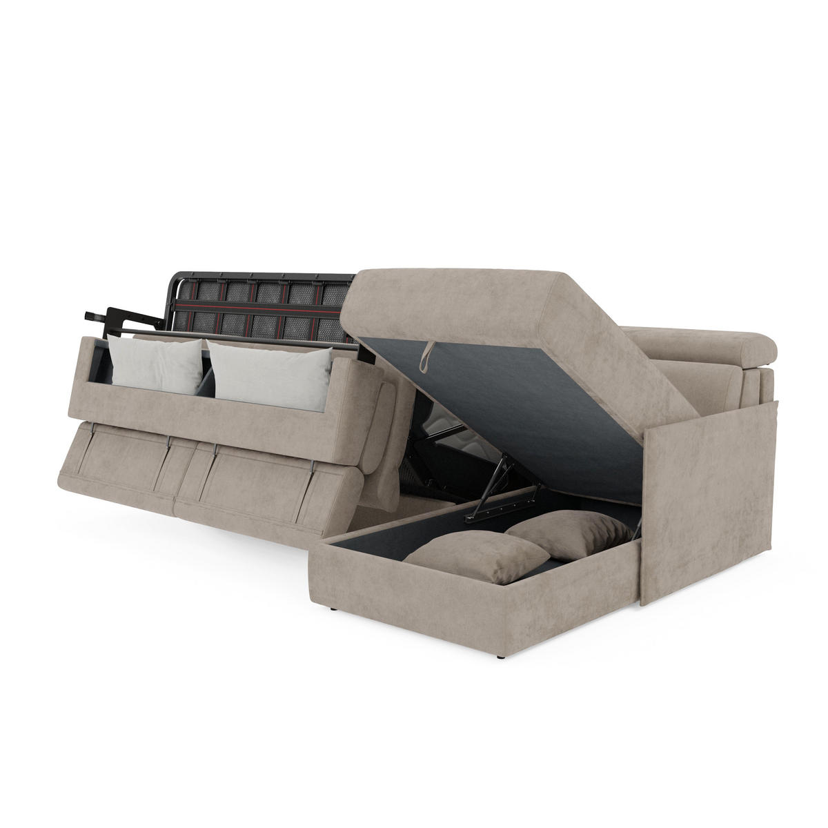 ECKSOFA Miryam - Graubraun, Metall (252/98cm) - Divani.store