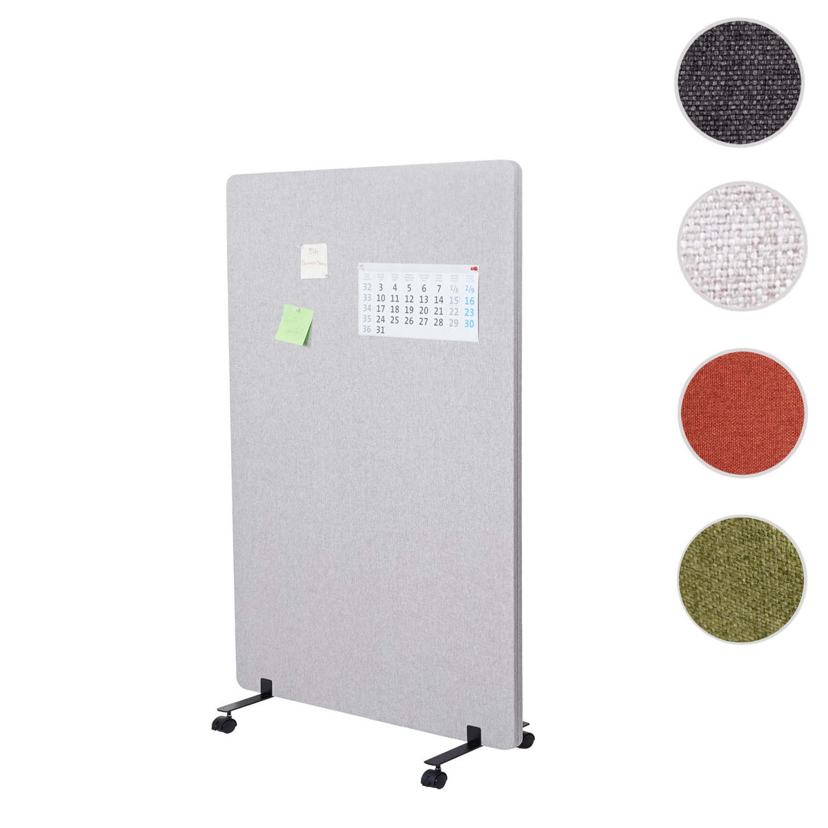 AKKUSTIK-TRENNWAND HxBxT 147x80x39cm doppelwandig rollbar Stoff Braun-Grau - Graubraun, Textil (39/80/147cm) - PROREGAL