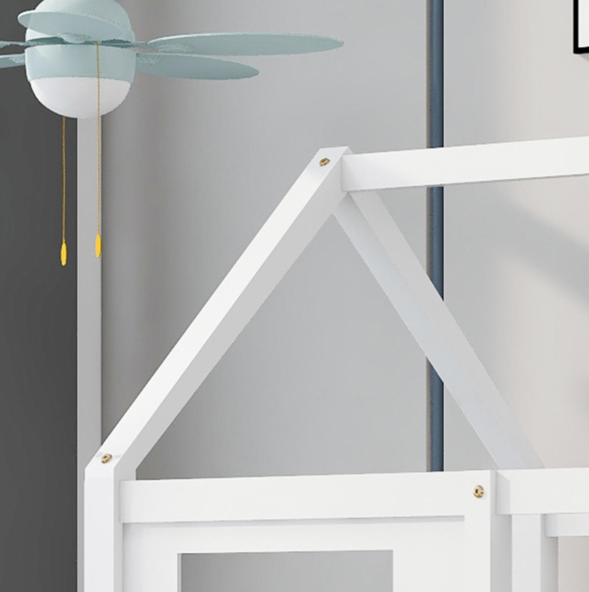 HAUSBETT 90/200 cm in Weiß – mit Dach und 2 Fenstern, Liegefläche 90/200 cm - Weiß, Holz (90/200cm) - BEAOK