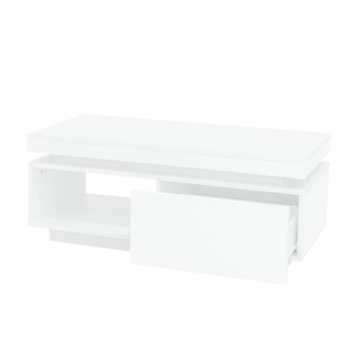 TV-SCHRANK & Couchtisch Weiß mit Hochglanzverkleidung und App-gesteuerter LED-Beleuchtung - Weiß, Holzwerkstoff (181/38/38cm) - Luhomfu