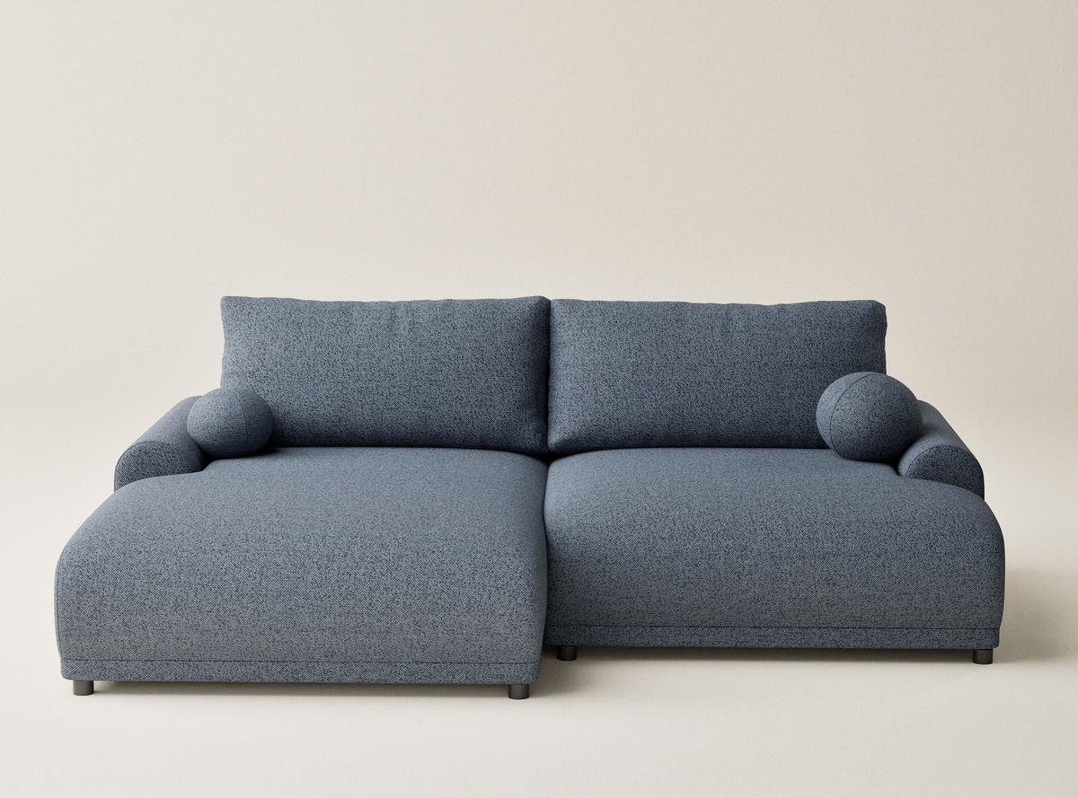 ECKSOFA MIT SCHLAFFUNKTION Tallin Blau grau Webstoff - Links Seite - Blaugrau/Schwarz, Holz/Holzwerkstoff (145/240cm) - Maison de Reve