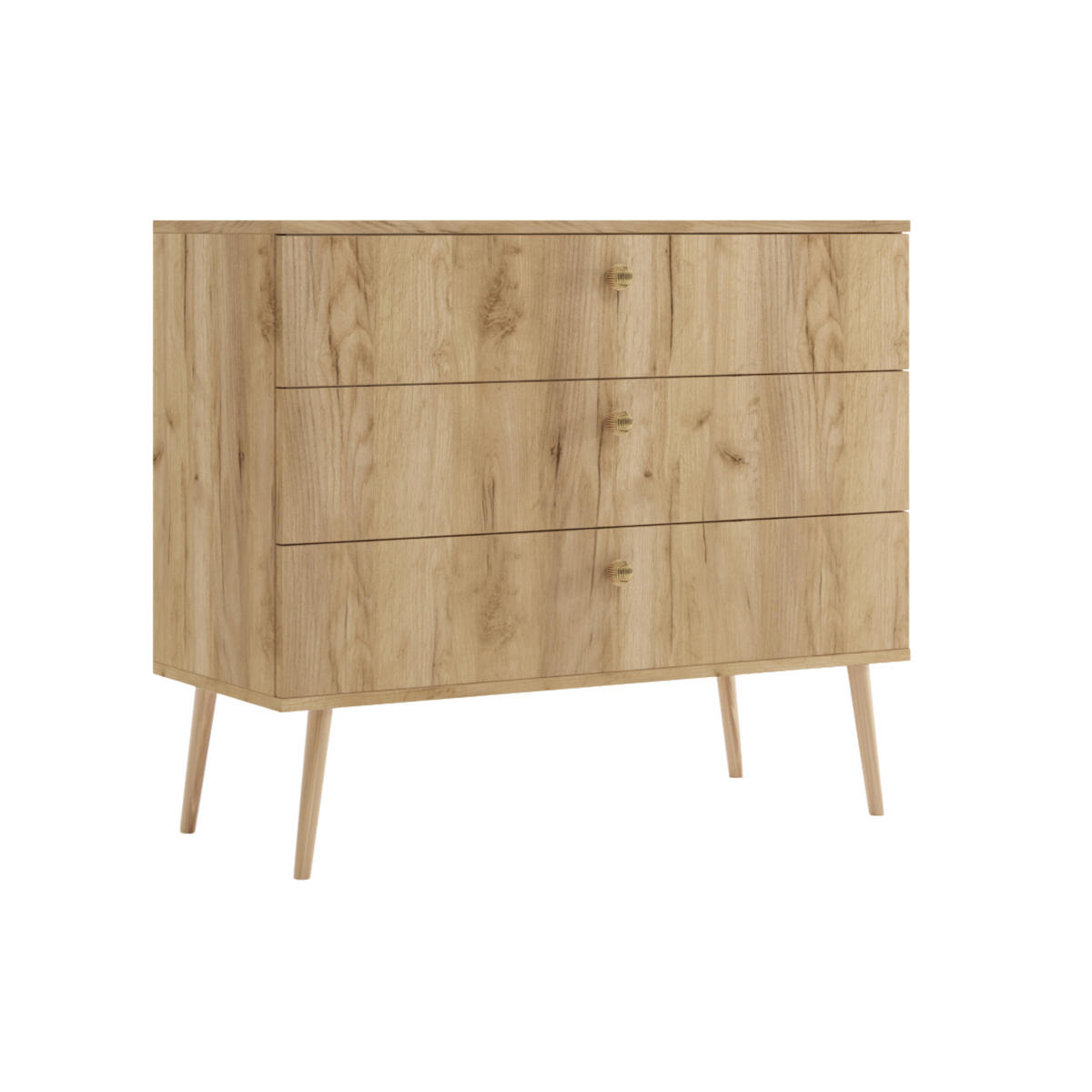 KOMMODE NATURA, 100 cm, Eiche Craft Gold, mit 3 Schubladen - Naturfarben, Holz (100/85/41cm) - Excellent Home
