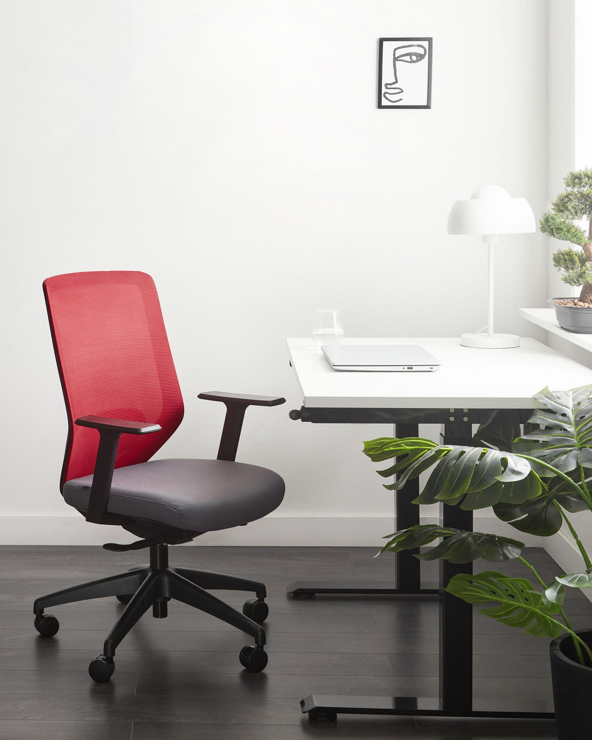 BÜROSTUHL Rot Virtuoso - Rot/Schwarz, Textil (53/97/53cm) - Beliani