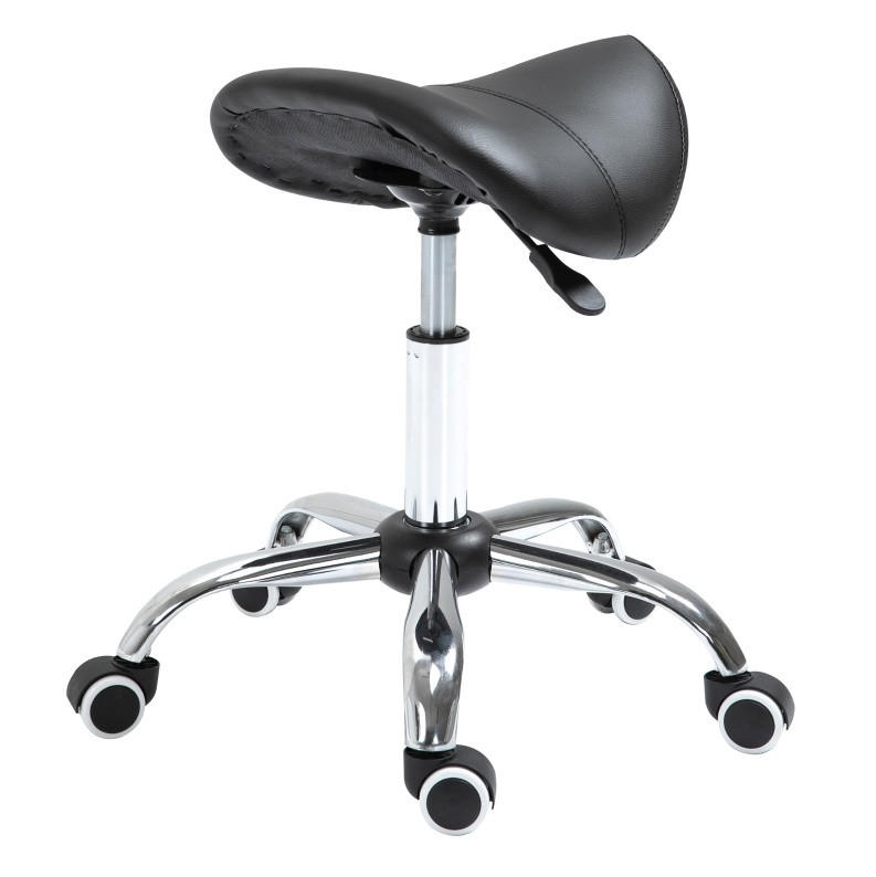SATTELHOCKER höhenverstellbar Black - Schwarz, Metall (53/49/52cm) - Meubliv