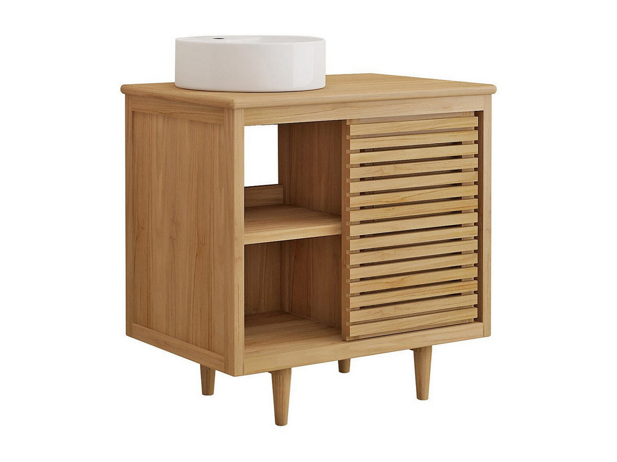 EINZELWASCHTISCH - 80 cm x 55 cm - Holz, Platte - Naturfarben Hell - TORAJA - Naturfarben, Holz (80/80/55cm) - Vente-Unique
