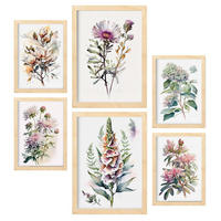 POSTER Set Mit 6 Waldblumen Vollfarbige Natur Und Botanikdrucke Mit Blumenmotiven Auf Reinweißen Hintergründen A3 & A4 Rahmen Aus Hellem Holz - Beige, Papier (29/3cm) - Nacnic