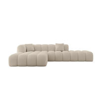 ECKSOFA Ottomane Links OLEA-L2 - 289x176x71 cm Beige - Hellbraun/Schwarz, Holzwerkstoff/Kunststoff (289/176cm)
