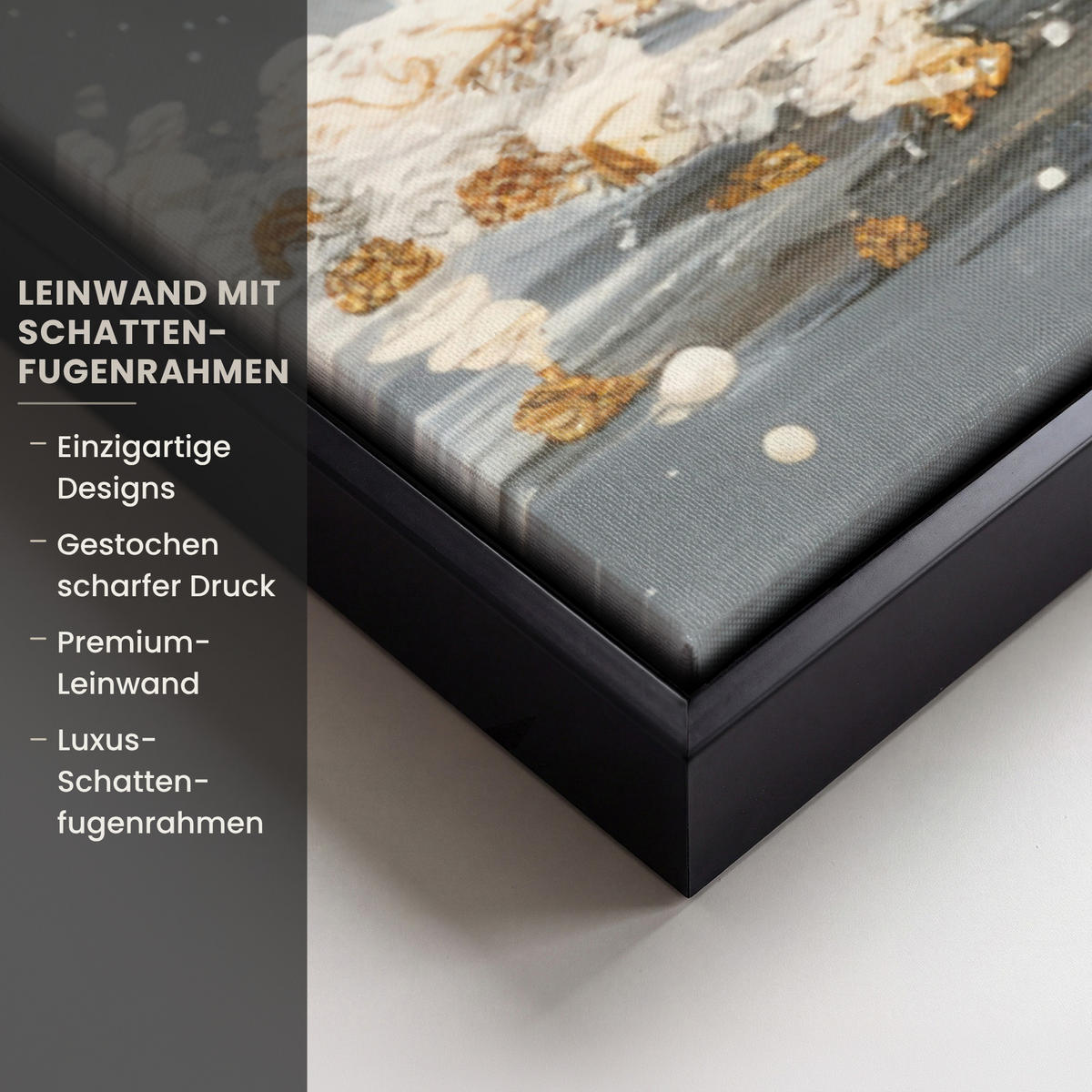 LEINWAND Bilder mit Rahmen - Baum - Blumen - Weiß - Natur - Kunst - 90x90 - Weiß, Textil (90/90cm) - MuchoWow