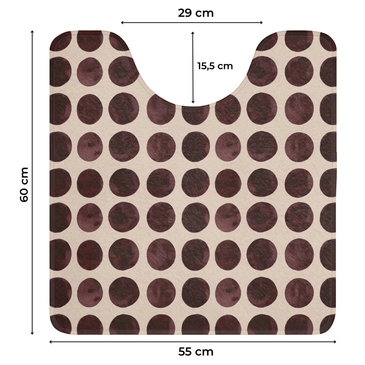 WC PŘEDLOŽKA Puntíky - Vzor - Hnědý 55x60 cm - bordeaux, textil/plast (55/1cm) - OnlyWow