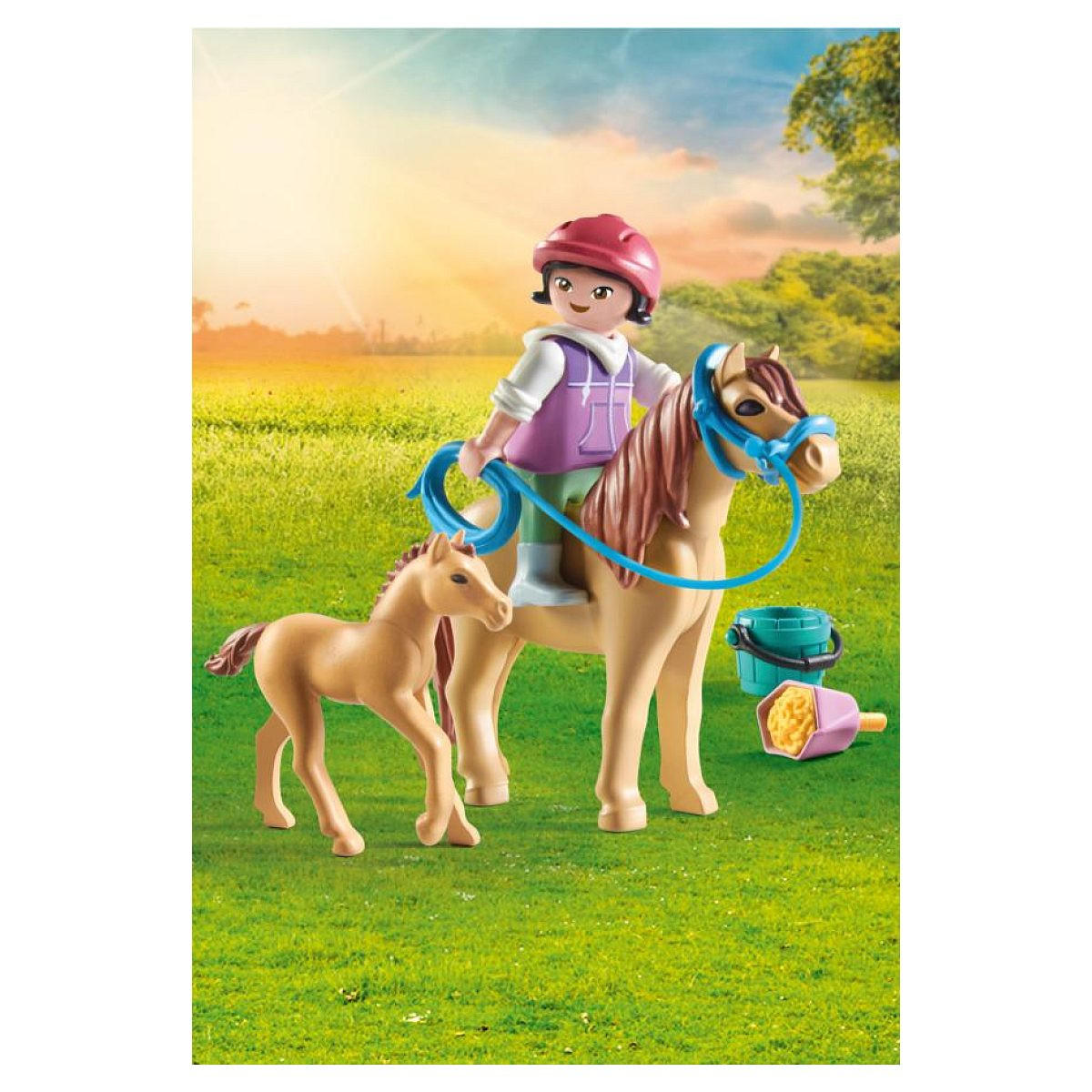 SPIELSET Kind mit Ponys - Blau, Kunststoff (5/14/9cm) - Playmobil