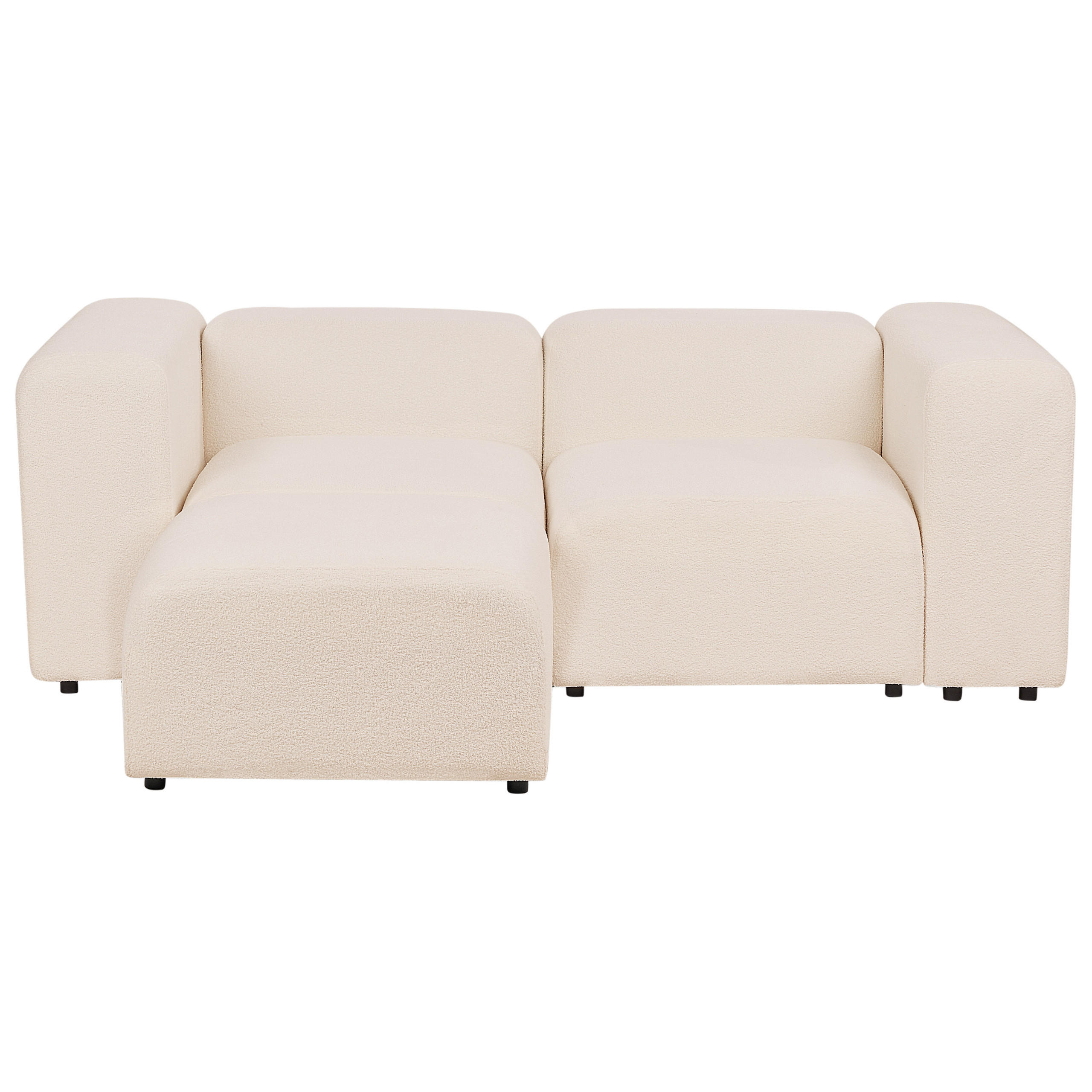2-SITZER-SOFA Bouclé hellbeige mit Ottomane Falsterbo - Beige, Textil (204/70/105cm) - Beliani